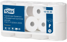 Tork туалетная бумага в стандартных рулонах мягкая, 2слоя, 184листа, 8рул/уп