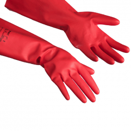 Перчатки нитриловые Протект, красный, M