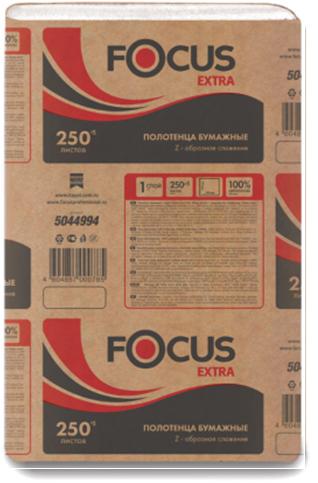 Полотенца в пачках FOCUS Extra Z-Сложения 1 слой, 250 листов, 12 шт/уп