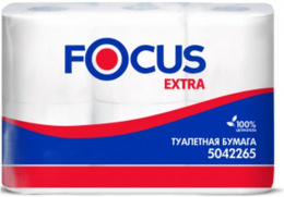 Туалетная бумага в рулонах Focus Extra, 2-слоя, 48 метров, 400 листов, 6 рул/уп