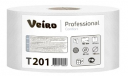 Туалетная бумага в средних рулонах Veiro Professional Comfort, 1 слой, 180 метров, без перфорации