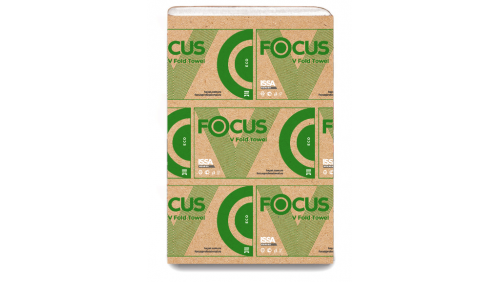 Полотенца в пачках FOCUS Eco V-сложения, 1-сл., 23х20.5 см, 15 пач.*250 лст
