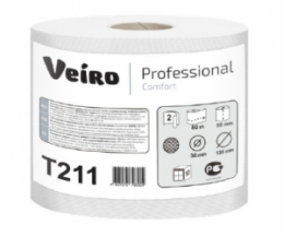 Туалетная бумага Veiro Professional Comfort в малых рулонах с ЦВ, 2 слоя, 80 метров, 12 шт/уп