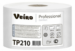 Туалетная бумага Veiro Professional Comfort в средних рулонах, 2 слоя, 215м, 6 шт/уп
