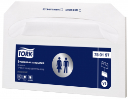 Tork индивидуальные бумажные покрытия на унитаз, 250листов, 10шт/уп
